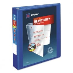 Avery 79775 Heavy-Duty 1.5 In. Capacity 11 In. X 8.5 In. 3 Ring View Binder With DuraHinge And One Touch EZD Rings - Pacific Blue