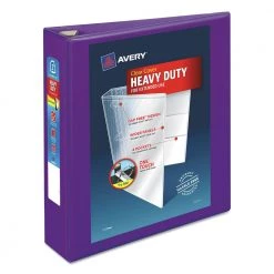 Avery 79777 Heavy-Duty 11 In. X 8.5 In. DuraHinge 3 Ring 2 In. Capacity View Binder With One Touch EZD Rings - Purple