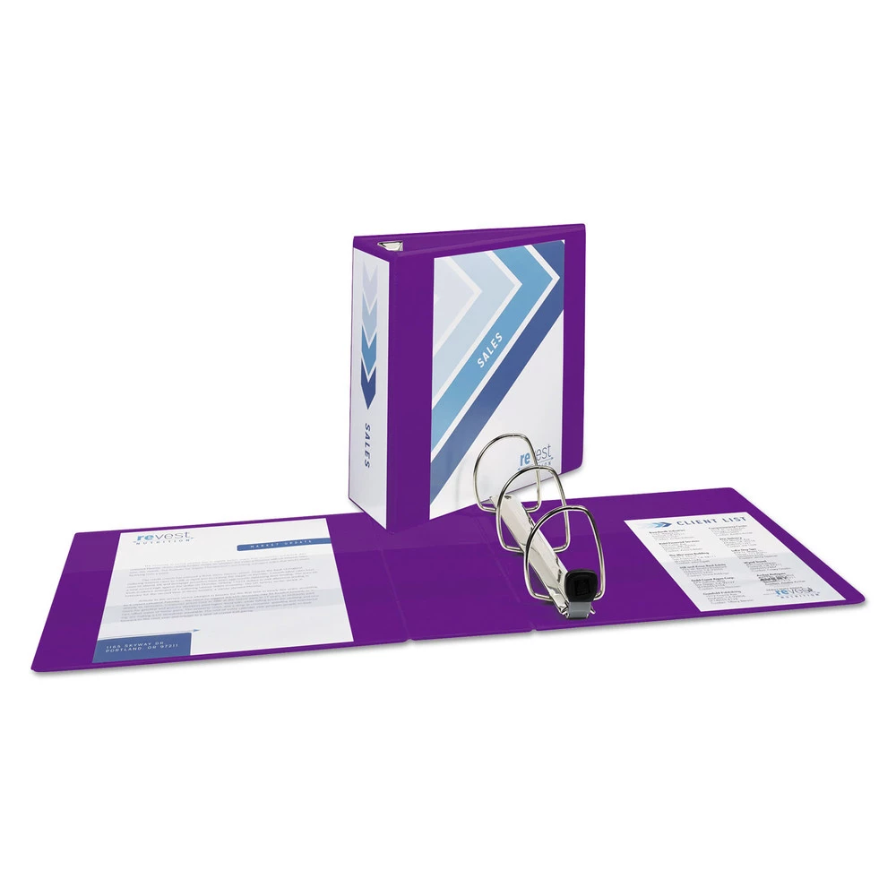 Avery 79813 Heavy Duty 11 In. X 8.5 In. DuraHinge 3 Ring 4 In. Capacity View Binder - Purple 3 Avery 79813 Heavy Duty 11 In. X 8.5 In. DuraHinge 3 Ring 4 In. Capacity View Binder - Purple - Image 3