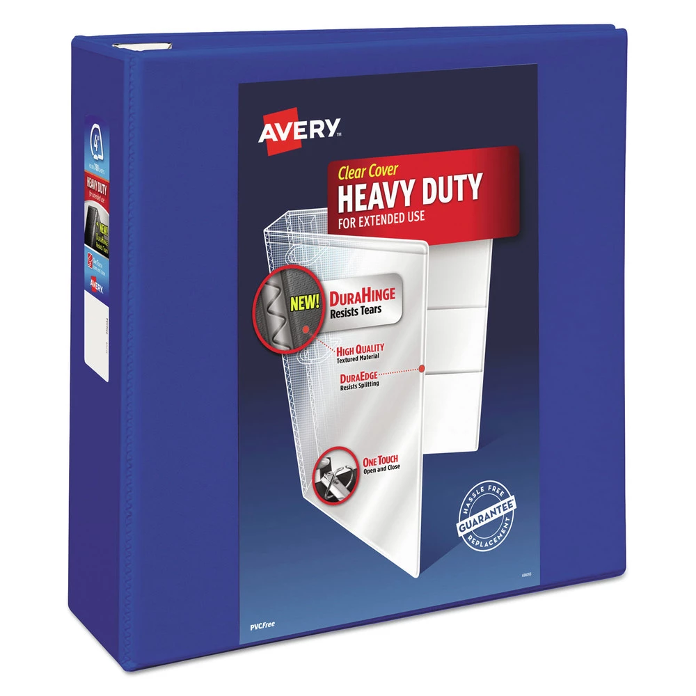 Avery 79814 Heavy Duty 11 In. X 8.5 In. DuraHinge 3 Ring 4 In. Capacity View Binder - Pacific Blue 1 Avery 79814 Heavy Duty 11 In. X 8.5 In. DuraHinge 3 Ring 4 In. Capacity View Binder - Pacific Blue