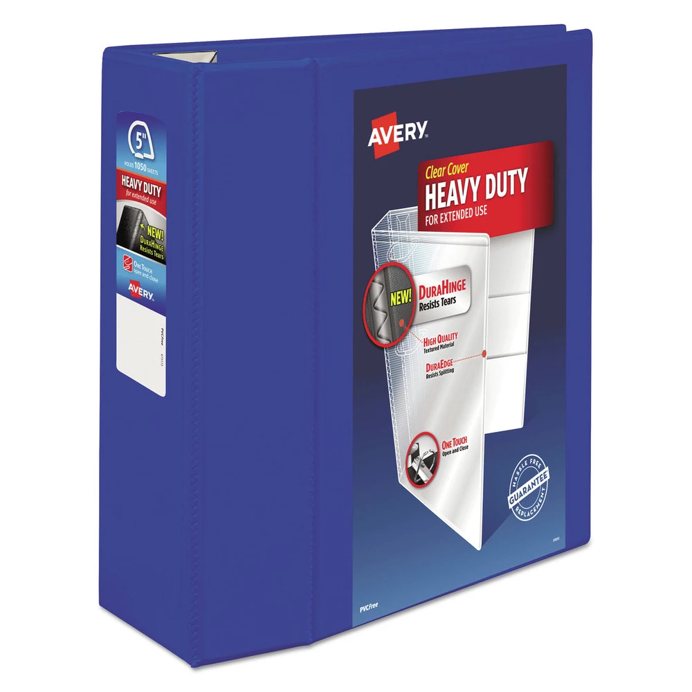 Avery 79817 Heavy Duty 11 In. X 8.5 In. DuraHinge 3 Ring 5 In. Capacity View Binder - Pacific Blue 1 Avery 79817 Heavy Duty 11 In. X 8.5 In. DuraHinge 3 Ring 5 In. Capacity View Binder - Pacific Blue