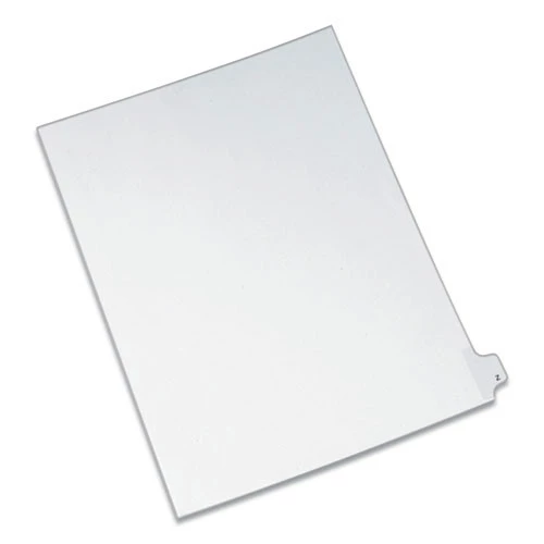 Avery 82188 Preprinted Legal Exhibit 26-Tab 'Z' Label 11 In. X 8.5 In. Side Tab Index Dividers - White (25-Piece/Pack) 1 Avery 82188 Preprinted Legal Exhibit 26-Tab 'Z' Label 11 In. X 8.5 In. Side Tab Index Dividers - White (25-Piece/Pack)