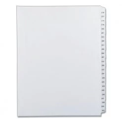 Avery 82194 11 In. X 8.5 In. 25-Tab 276-300 Tab Titles Preprinted Legal Exhibit Side Tab Allstate Style Index Dividers - White (1-Set)