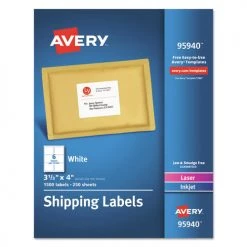 Avery Online Shop 35 Avery 95940 Inkjet/Laser Printer 3.33 In. X 4 In. Shipping Label Bulk Packs - White (6-Piece/Sheet 250-Sheet/Box)